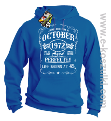 Legends were born in October Aged Perfectly Life Begins - z własną personalizacją - bluza z kapturem niebieska