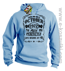 Legends were born in October Aged Perfectly Life Begins - z własną personalizacją - bluza z kapturem błękitna