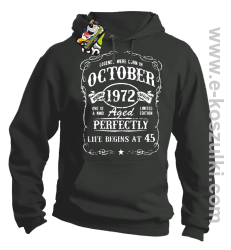 Legends were born in October Aged Perfectly Life Begins - z własną personalizacją - bluza z kapturem szara