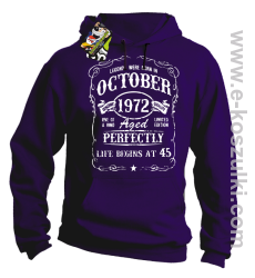 Legends were born in October Aged Perfectly Life Begins - z własną personalizacją - bluza z kapturem fioletowa