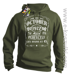 Legends were born in October Aged Perfectly Life Begins - z własną personalizacją - bluza z kapturem khaki