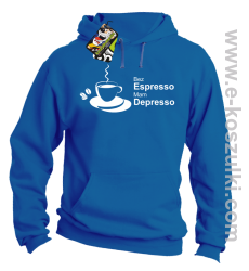 Bez Espresso Mam Depresso - bluza z kapturem niebieska