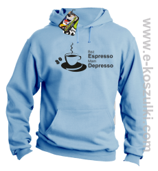 Bez Espresso Mam Depresso - bluza z kapturem błękitna