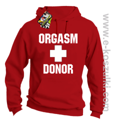 Orgasm Donor - bluza z kapturem czerwona