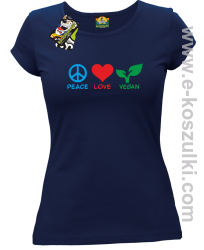 Peace Love Vegan - koszulka damska granatowa