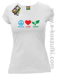 Peace Love Vegan - koszulka damska biała