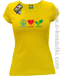 Peace Love Vegan - koszulka damska żółta