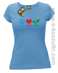 Peace Love Vegan - koszulka damska błękitna