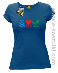 Peace Love Vegan - koszulka damska niebieska