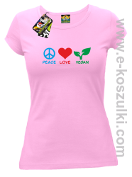 Peace Love Vegan - koszulka damska różowa