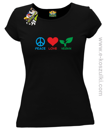 Peace Love Vegan - koszulka damska czarna