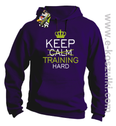 Keep Calm and TRAINING HARD - bluza z kapturem fioletowa