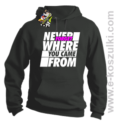 Never forget where you came from - bluza z kapturem szara