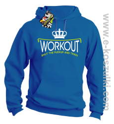 Workout shut the FUCKUP and train - bluza z kapturem niebieska