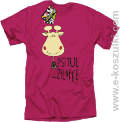 PSITUL ZILAFKE przytul żyrafkę - Koszulka męska fuchsia
