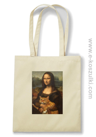 Mona Lisa z kotem - torba eko beżowa