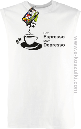 Bez Espresso Mam Depresso - bezrękawnik męski  biały