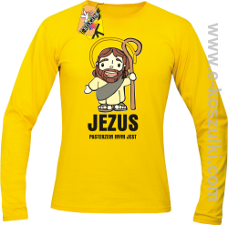 Jezus pasterzem mym jest - Longsleeve męski  żółty 