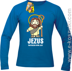 Jezus pasterzem mym jest - Longsleeve męski   niebieski 