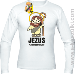 Jezus pasterzem mym jest - Longsleeve męski  biały 