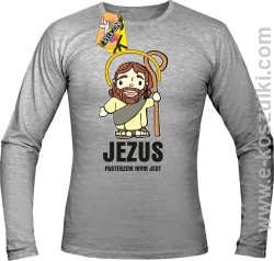 Jezus pasterzem mym jest - Longsleeve męski  melanż 