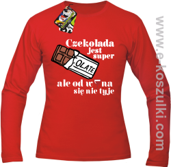 Czekolada jest super ale od wina się nie tyje - longsleeve męski czerwony