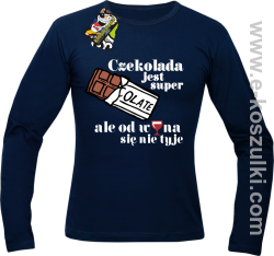 Czekolada jest super ale od wina się nie tyje - longsleeve męski granatowy