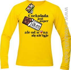 Czekolada jest super ale od wina się nie tyje - longsleeve męski żółty