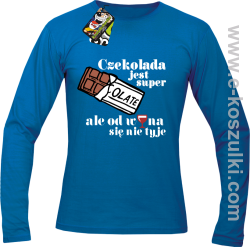 Czekolada jest super ale od wina się nie tyje - longsleeve męski niebieski