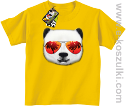 Pandzia frontface 3d Panda na wakacjach - koszulki dziecięce żółta