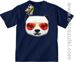 Pandzia frontface 3d Panda na wakacjach - koszulki dziecięce granatowa