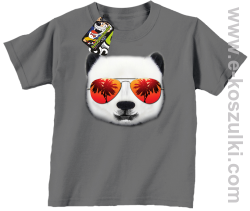 Pandzia frontface 3d Panda na wakacjach - koszulki dziecięce szara