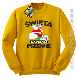 Święta na pełnej Piź#zie - bluza bez kaptura żółta