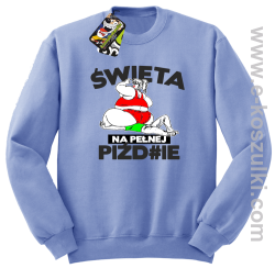 Święta na pełnej Piź#zie - bluza bez kaptura błękitna